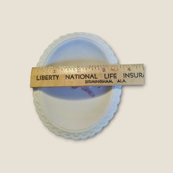 Vintage Set Of 3 Miniature Jasperware Wall Plates  Angel Designs - Pink & Blue - Picture 8 of 8